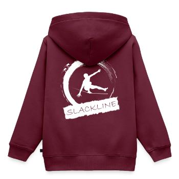 Slackline - Kinder Premium Organic Hoodie - Burgunderrot - Hinten - AI Model Kid Female (0cm)