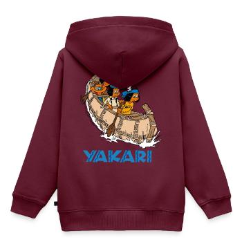 Yakari mit Kanu - Kinder Premium Organic Hoodie - Burgunderrot - Hinten - AI Model Kid Female (0cm)