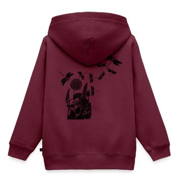 Libellen - Kinder Premium Organic Hoodie - Burgunderrot - Hinten - AI Model Kid Female (0cm)