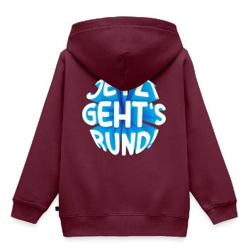 Jetzt gehts rund 3D - Kinder Premium Organic Hoodie - Burgunderrot - Hinten - AI Model Kid Female (0cm)