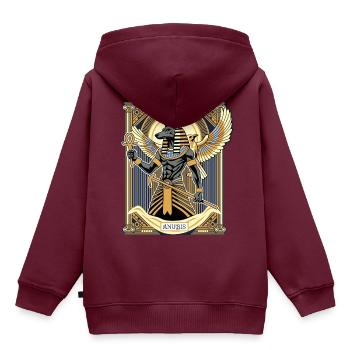 ANUBIS Der Herr der Unterwelt - Kinder Premium Organic Hoodie - Burgunderrot - Hinten - AI Model Kid Female (0cm)