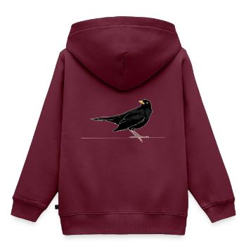 Amsel auf Dach - Kinder Premium Organic Hoodie - Burgunderrot - Hinten - AI Model Kid Female (0cm)
