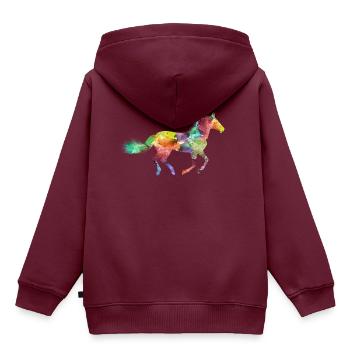 Buntes Pferd Geschenkidee Pferdchen - Kinder Premium Organic Hoodie - Burgunderrot - Hinten - AI Model Kid Female (0cm)