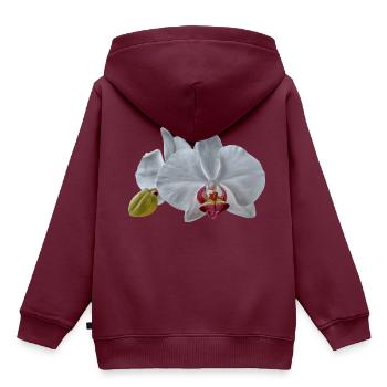 Weiße Orchideen Blüten - Kinder Premium Organic Hoodie - Burgunderrot - Hinten - AI Model Kid Female (0cm)