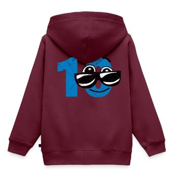 10. Geburtstag - Kind Junge Bub Knabe - Kinder Premium Organic Hoodie - Burgunderrot - Hinten - AI Model Kid Female (0cm)