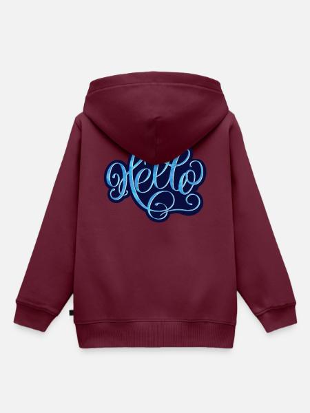 Hello - Kinder Premium Organic Hoodie - Burgunderrot
