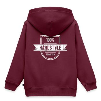 Hardstyle Addicted - Kinder Premium Organic Hoodie - Burgunderrot - Hinten - AI Model Kid Female (0cm)