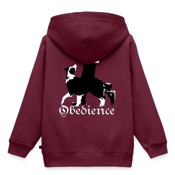 Obedience,Collie,Border Collie,Hundesport, - Kinder Premium Organic Hoodie - Burgunderrot - Hinten - AI Model Kid Female (0cm)
