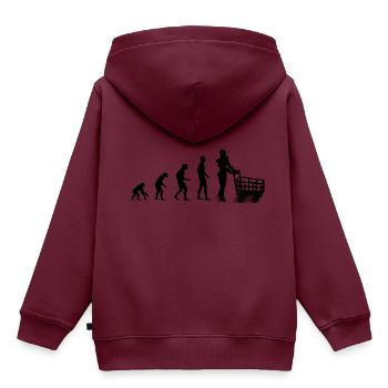 Evolution - Kinder Premium Organic Hoodie - Burgunderrot - Hinten - AI Model Kid Female (0cm)