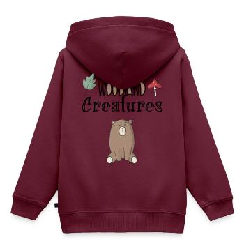Wald - Kinder Premium Organic Hoodie - Burgunderrot - Hinten - AI Model Kid Female (0cm)