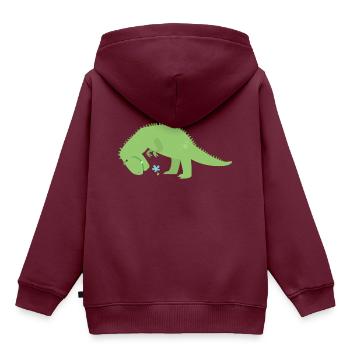 T-Rex - Kinder Premium Organic Hoodie - Burgunderrot - Hinten - AI Model Kid Female (0cm)