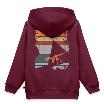 Dinosaurier - Kinder Premium Organic Hoodie - Burgunderrot - Hinten - AI Model Kid Female (0cm)