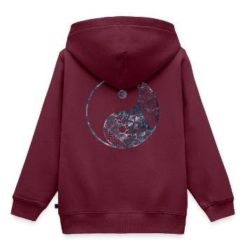 Yin Yang - Kinder Premium Organic Hoodie - Burgunderrot - Hinten - AI Model Kid Female (0cm)