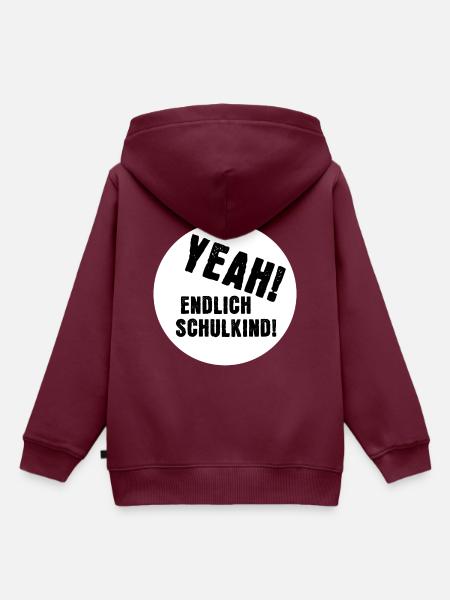 Yeah! Endlich Schulkind! - Kinder Premium Organic Hoodie - Burgunderrot