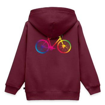 Mountainbike Fahrrad bunt - Kinder Premium Organic Hoodie - Burgunderrot - Hinten - AI Model Kid Female (0cm)