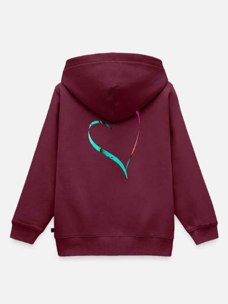 Aquarell Herz - Kinder Premium Organic Hoodie - Burgunderrot