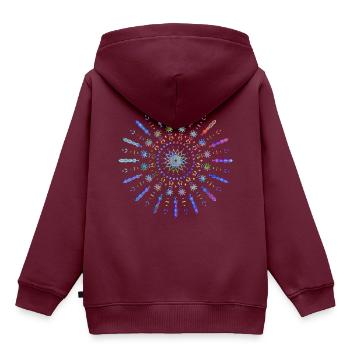 Mandala Yoga tribal Sonne strahlend blau bunt - Kinder Premium Organic Hoodie - Burgunderrot - Hinten - AI Model Kid Female (0cm)