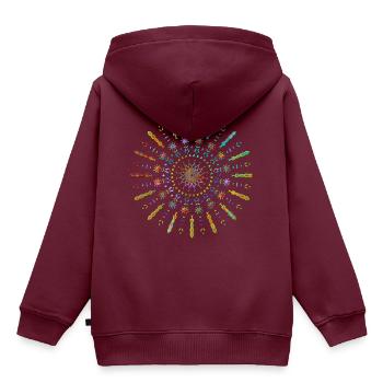 Mandala Yoga tribal Sonne strahlend gelb bunt - Kinder Premium Organic Hoodie - Burgunderrot - Hinten - AI Model Kid Female (0cm)
