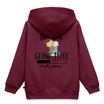 bald große Bruderumarmung - Kinder Premium Organic Hoodie - Burgunderrot - Hinten - AI Model Kid Female (0cm)