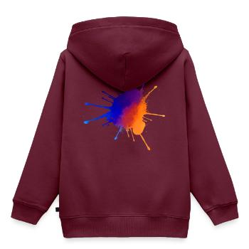 farbenfroher Klecks - Kinder Premium Organic Hoodie - Burgunderrot - Hinten - AI Model Kid Female (0cm)