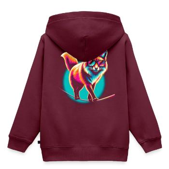 Fuchs Slackline - Kinder Premium Organic Hoodie - Burgunderrot - Hinten - AI Model Kid Female (0cm)