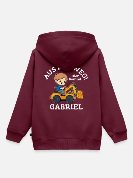 Gabriel Vorname Bagger - Kinder Premium Organic Hoodie - Burgunderrot