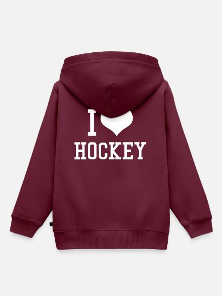 I Love Hockey - Kinder Premium Organic Hoodie - Burgunderrot