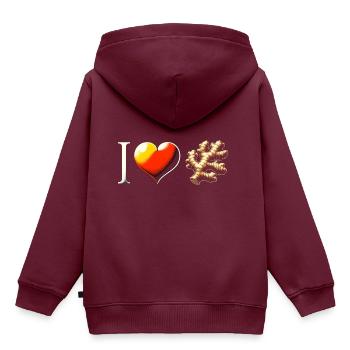 Ingwer - Kinder Premium Organic Hoodie - Burgunderrot - Hinten - AI Model Kid Female (0cm)