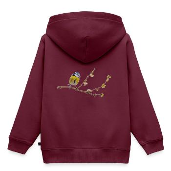 Blaumeise - Kinder Premium Organic Hoodie - Burgunderrot - Hinten - AI Model Kid Female (0cm)