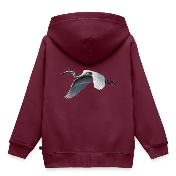 Kranich - Kinder Premium Organic Hoodie - Burgunderrot - Hinten - AI Model Kid Female (0cm)