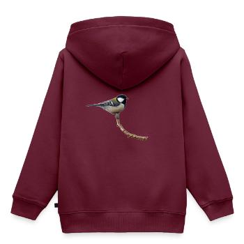 Kohlmeise - Kinder Premium Organic Hoodie - Burgunderrot - Hinten - AI Model Kid Female (0cm)