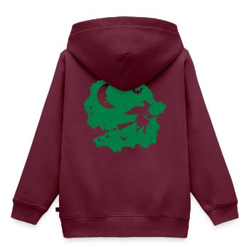 Hexe auf einem Besen - Kinder Premium Organic Hoodie - Burgunderrot - Hinten - AI Model Kid Female (0cm)