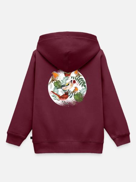Vögel im Wald - Kinder Premium Organic Hoodie - Burgunderrot