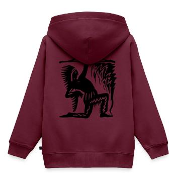 indian indianer american tent zelt teepee tomahawk - Kinder Premium Organic Hoodie - Burgunderrot - Hinten - AI Model Kid Female (0cm)