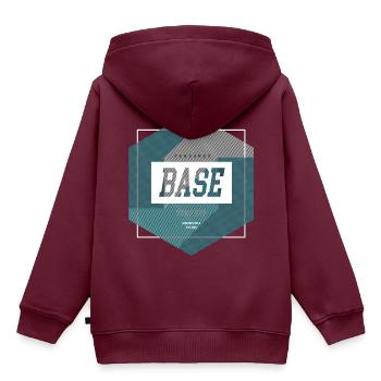 Stripe Hype - Kinder Premium Organic Hoodie - Burgunderrot - Hinten - AI Model Kid Female (0cm)