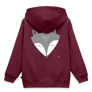 Wolf - Kinder Premium Organic Hoodie - Burgunderrot - Hinten - AI Model Kid Female (0cm)