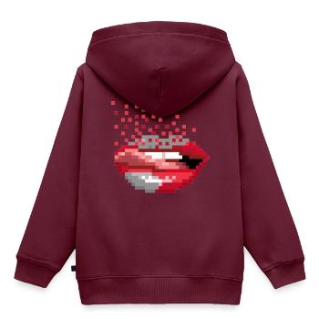 Pixel Mund Retro - Kinder Premium Organic Hoodie - Burgunderrot - Hinten - AI Model Kid Female (0cm)
