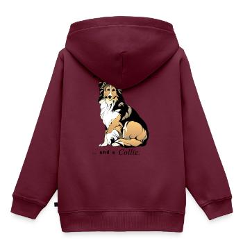 collie - Kinder Premium Organic Hoodie - Burgunderrot - Hinten - AI Model Kid Female (0cm)