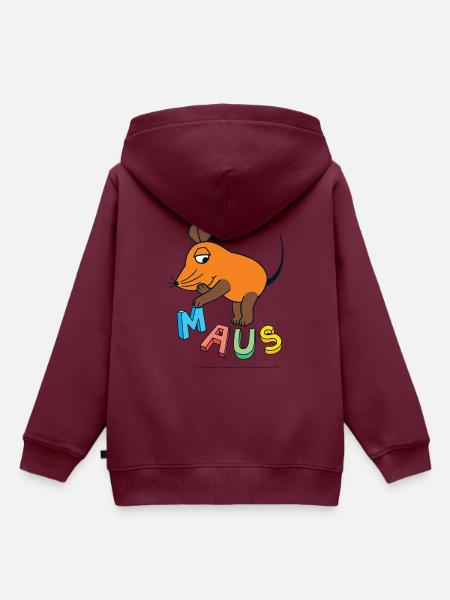 Die Maus mit Buchstaben - Kinder Premium Organic Hoodie - Burgunderrot