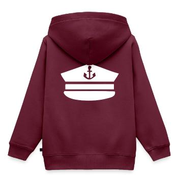 Kapitänsmütze für Skipper Segler Yacht Jolle Boot - Kinder Premium Organic Hoodie - Burgunderrot - Hinten - AI Model Kid Female (0cm)