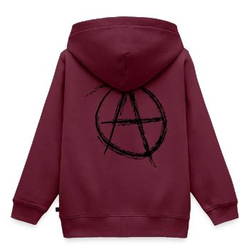 Anarchie A Anti Anti, punk illu super rebell - Kinder Premium Organic Hoodie - Burgunderrot - Hinten - AI Model Kid Female (0cm)