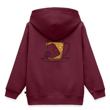 Tee - Kinder Premium Organic Hoodie - Burgunderrot - Hinten - AI Model Kid Female (0cm)