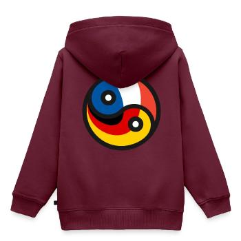 Deutsch-Französische Freundschaft - Kinder Premium Organic Hoodie - Burgunderrot - Hinten - AI Model Kid Female (0cm)