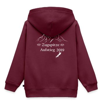 Zugspitze - Kinder Premium Organic Hoodie - Burgunderrot - Hinten - AI Model Kid Female (0cm)