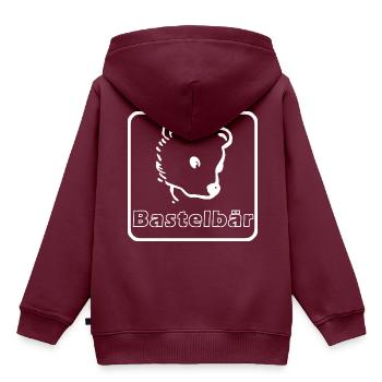 Bastelbär hellesDesign - Kinder Premium Organic Hoodie - Burgunderrot - Hinten - AI Model Kid Female (0cm)