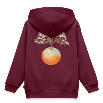 Erde - Apfelbaum - Kinder Premium Organic Hoodie - Burgunderrot - Hinten - AI Model Kid Female (0cm)