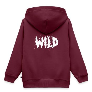 Wild - Kinder Premium Organic Hoodie - Burgunderrot - Hinten - AI Model Kid Female (0cm)