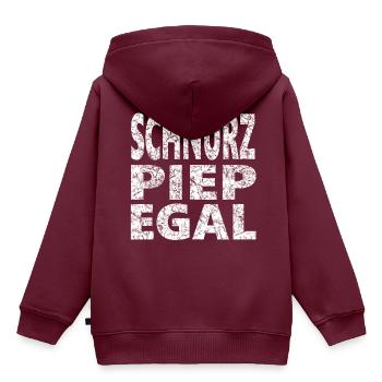 SCHNURZ PIEP EGAL - Kinder Premium Organic Hoodie - Burgunderrot - Hinten - AI Model Kid Female (0cm)