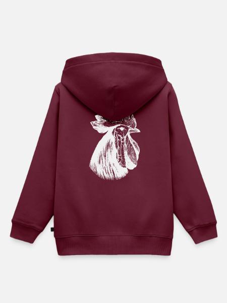 Hahn Kopf weiss - Kinder Premium Organic Hoodie - Burgunderrot