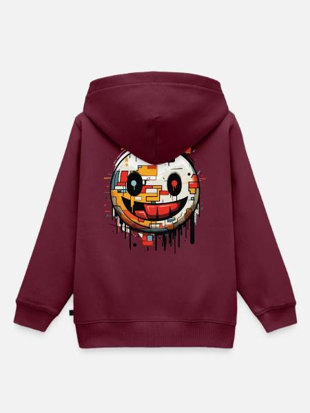 Smilie Graffiti - Kinder Premium Organic Hoodie - Burgunderrot